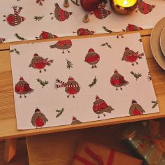 Catherine Lansfield Robins Two Pack Wipeable Placemats - Red