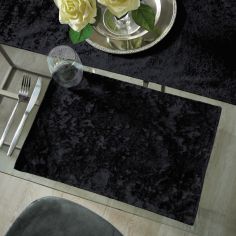 Catherine Lansfield Crushed Velvet Two Pack Placemats - Black