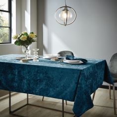 Catherine Lansfield Crushed Velvet Table Cloth - Teal Blue