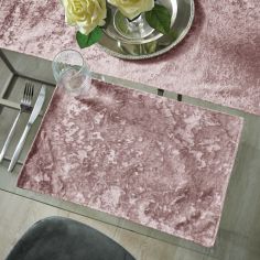 Catherine Lansfield Crushed Velvet Two Pack Placemats - Blush Pink