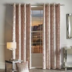By Caprice Claudette Velvet Foil Fully Lined Eyelet Curtains - Blush Pink