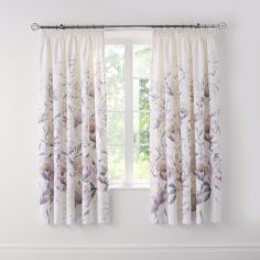 Peony Floral Fully Lined Tape Top Curtains - Amethyst Purple