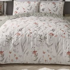 Spring Glade Floral Quilted Bedspread - Coral Pink