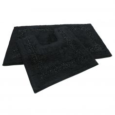 Sparkly 100% Cotton Bath Mat Set - Black