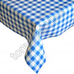 Gingham Check Blue Plastic Tablecloth Wipe Clean Pvc Vinyl