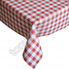 Gingham Check Red Plastic Tablecloth Wipe Clean Pvc Vinyl