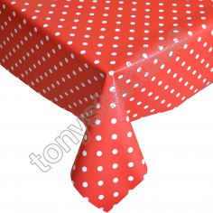 Polkadot Red and White Plastic Tablecloth Wipe Clean Pvc Vinyl