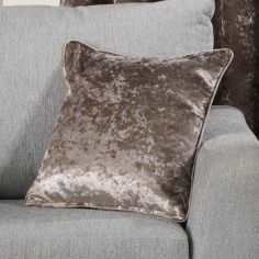 Plush Crushed Velvet Self Piped Cushion Cover - Champagne