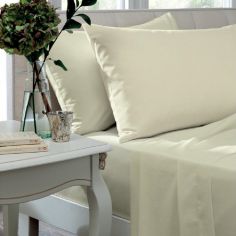 Catherine Lansfield Non Iron Percale Combed Polycotton Flat Sheet - Cream