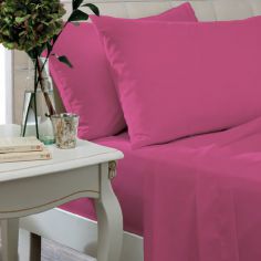 Catherine Lansfield Non Iron Percale Combed Polycotton Flat Sheet - Hot Pink