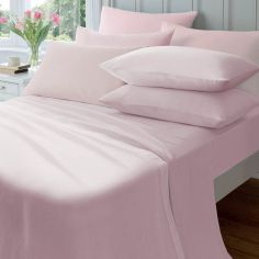 Catherine Lansfield Pair of 145gsm Plain Dyed Flannelette Pillowcases - Pink