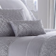 Shimmer Sequin Filled Petite Cushion - Silver Grey