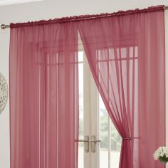 Lucy Slot Top Pair of Voile Curtains - Red