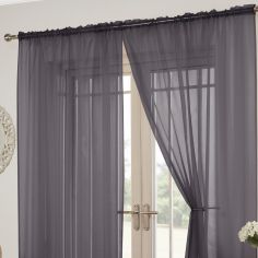 Lucy Slot Top Pair of Voile Curtains - Silver Grey
