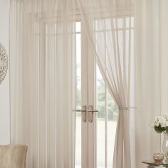 Lucy Eyelet Ring Top Pair of Voile Curtains - Natural Cream