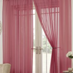 Lucy Eyelet Ring Top Pair of Voile Curtains - Red