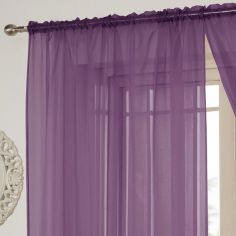 Lucy Slot Top Voile Curtain Panel - Aubergine Purple