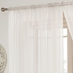 Lucy Slot Top Voile Curtain Panel - White