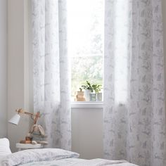 Kids Bianca 100% Cotton Soft Hare Print Ring Top Lined Curtains - Duck Egg Blue