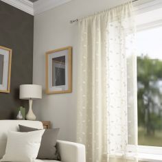 Harrogate Leaf Voile Curtain Panel - Ivory Cream
