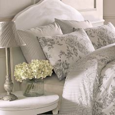 Pair of Malton Floral Housewife Pillowcases - Slate Grey