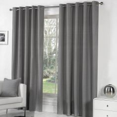 Sorbonne Fully Lined Eyelet Curtains - Charcoal Grey