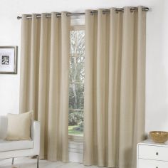 Sorbonne Fully Lined Eyelet Curtains - Natural