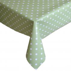 Polkadot Green and White Plastic Tablecloth Wipe Clean Pvc Vinyl