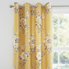 Catherine Lansfield Canterbury Fully Lined Eyelet Curtains - Ochre Yellow