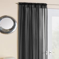 Lucy Slot Top Voile Curtain Panel - Black