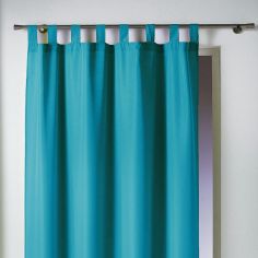 Essentiel Plain Tab Top Single Curtain Panel - Teal Blue