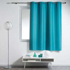 Essentiel Plain Single Curtain Panel with Plastic Eyelets - Teal Blue