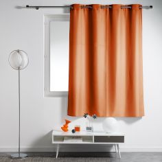 Essentiel Plain Single Curtain Panel with Plastic Eyelets - Brick Orange