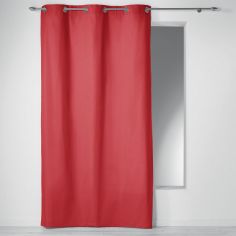Plain 100% Cotton Panama Single Curtain Panel with Eyelets - Coral Pink