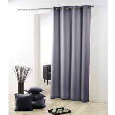 Essentiel Plain Single Curtain Panel with Metal Eyelets - Grey