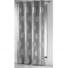Platine Single Eyelet Curtain Panel with Silver Prints - Silver Grey