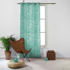 Eucalys Printed Eyelet Voile Curtain Panel - Mint Blue