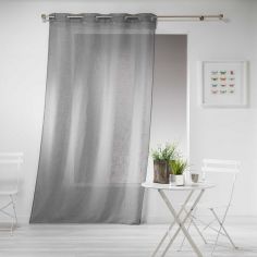 Haltona Woven Linen Effect Eyelet Voile Curtain Panel - Grey