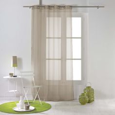 Horizon Striped Eyelet Voile Curtain Panel - Taupe Brown