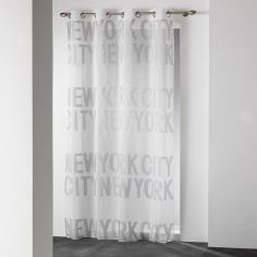 New York City Typo Eyelet Voile Curtain Panel - Grey