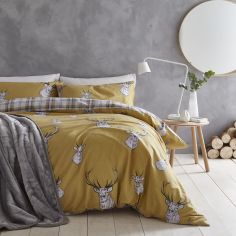 Catherine Lansfield Stag Duvet Cover Set - Ochre Yellow