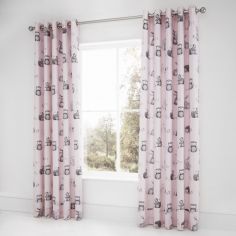 Catherine Lansfield Kids Woodland Friends Fully Lined Eyelet Curtains - Pink