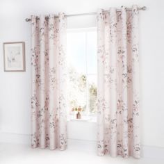 Catherine Lansfield Canterbury Floral Fully Lined Eyelet Curtains - Blush Pink