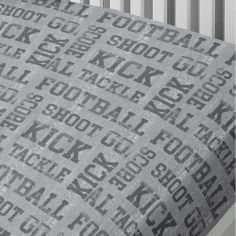Football Theme Bed Fitted Sheet - Grey