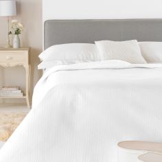 Micromink Embossed Bedspread - White