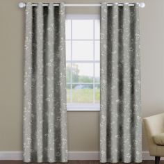 Etched Feather Grey Delicate Floral Made To Measure Curtains