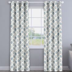 Kato Ocean Blue Modern Leaves  Made To Measure Curtains