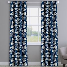 Nordic Flowers Indigo Blue Made To Measure Curtains