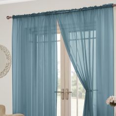Lucy Slot Top Pair of Voile Curtains - Teal Blue