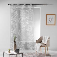 Farandole Leaves Eyelet Voile Curtain Panel - Taupe